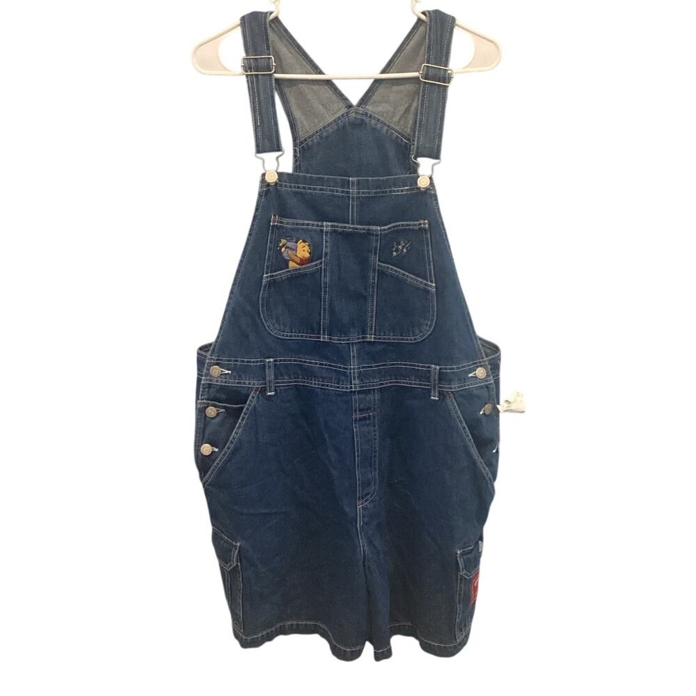 NEW Vintage Disney Womens Winnie Pooh Jean Shortalls 16W 16 90s Kidcore Overalls